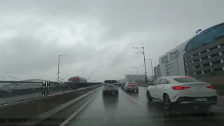 ASMR Highway Driving in the Rain (No Talking, No Music) - Bundang to Seoul, Korea