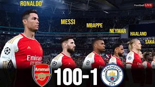 Arsenal 100-1 Man City | Ronaldo, Messi, Neymar, Mbappe, Haaland, All Stars played for Arsenal | PES