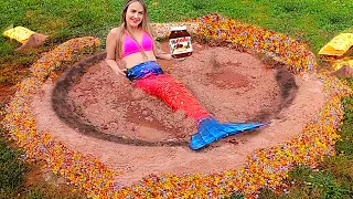 Eu fiz uma piscina de chocolate para a sereia!