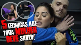 5 TÉCNICAS QUE TODA MULHER DEVE SABER | MUSA DO JIU JITSU GHI ENSINA A SE DEFENDER!