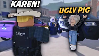 KAREN ATTACKS POLICE OFFICER AND EVADES POLICE!!! - RPF - ER:LC Liberty County Roleplay - EP 20