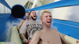 xQc & Adin ride "The Blue Snake" Water Slide