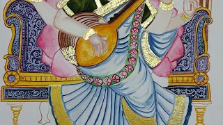 Saraswathi Devi Mysore painting part 5 | saree shading , lotus flowers | 6T4 Arts