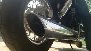 Drilling holes in your stock motorcycle exhaust baffle | Honda Shadow 750