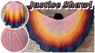 JUSTISE SHAWL - Crescent Shawl Crochet Tutorial