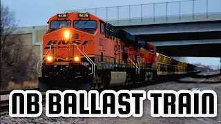 [4K] BNSF LOADED BALLAST TRAIN MAKES AN APPEARANCE!