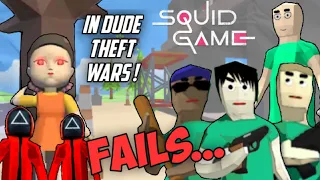 Squid Game Challenge Fails in Dude theft Wars 😶 Dude theft wars open world RTX #squidgame