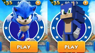 Sonic Dash vs Minecraft Sonic Run - Movie Sonic vs All Bosses Zazz Eggman - All Characters Unlocked