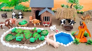 DIY how to make Home Cattle Farm with Watermelon Garden for Cows, Horse Farm - Animal Farm