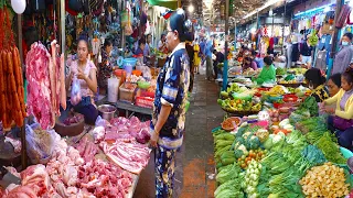 Cambodian Routine foods @ The Market - Raw Meat, Fishes, Desserts, Vegetables, &More