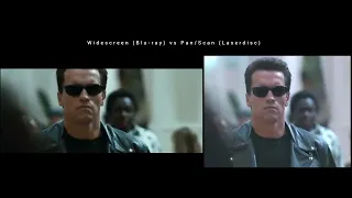 Terminator 2 (1991) Widescreen (Blu-ray) vs Fullscreen (Laserdisc) T-1000 at Galleria arcade