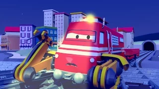 Troy lokomotywa i Troy Budowniczy w Miasto Samochodów | Samochody bajka o maszynach dla dzieci