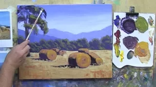 Learn To Paint TV E11 "Grampians Hay Bales" Landscape Painting in Acrylic Paint Beginners Tutorial