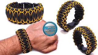 How to Make a Paracord Bracelet King Cobra Stitched with micro cord Wide Thick Bracelet Knot