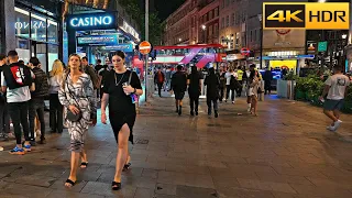 Central London Night Walk | London Weekend-Midnight June 2021 [4K HDR]