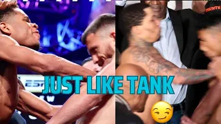 Devin Haney shoves Vasyl Lomachencko at weigh in reaction 🤨 Tank Davis twin? 😁