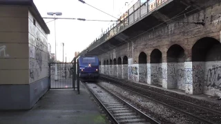 BB27300 et VB2N : Passage sans arrêt en gare de Bois Colombes sur la ligne J du Transilien