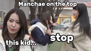 Eunchae getting physical with Sakura on her own variety show