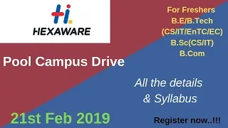 HEXAWARE Pool Campus Drive  | Campus Placement