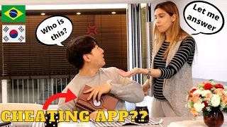 [AMWF] Making my Korean Boyfriend Jealous - PRANK *Cheating On Him Through The App*