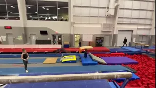 Simone Biles Training Yurchenko Double Pike to Mat On Foam Pit