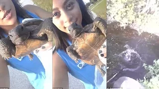 Girl brags about 'saving' tortoise by tossing it into pond