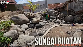 Pembuatan sungai buatan di jogja rumah pak Tono djenggot