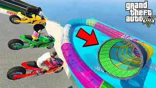 FRANKLIN TRIED IMPOSSIBLE WAVY TUNNEL MEGA RAMP PARKOUR CHALLENGE GTA 5 | SHINCHAN and CHOP