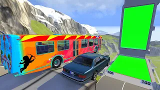 Heavy Vehicle High Speed Car Jump In Vertical And Horizontal Green Slime Pool Crash - BeamNG.drive
