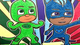 Герои в Масках Раскраска Цветным Песком | PJ Masks Sand Painting