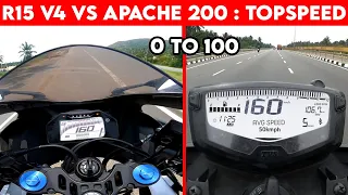 Apache 200 VS R15 V4 | 0 TO 100 | TOPSPEED !!!