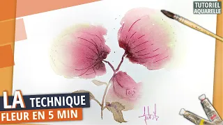 Tuto Aquarelle LA technique la plus simple pour réussir une FLEUR en mouillé sur mouillé