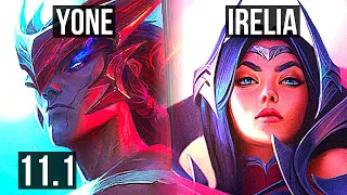 YONE vs IRELIA (MID) | Rank 3 Yone, 8 solo kills, Rank 9, Legendary, 16/4/9 | KR Master | v11.1