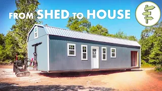 Family of 6 Living in a SHED Converted Into a Tiny Home & Homesteading