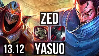 ZED vs YASUO (MID) | 8/0/6, 1.4M mastery, Legendary, 300+ games | EUW Master | 13.12