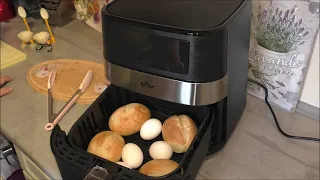 Frühstück!!!  Brötchen und Eier zusammen im Air Fryer Heißluftfritteuse gemacht - ein kleiner Test