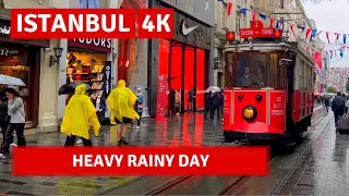 Heavy Rainy Day Istanbul 2022 October Walking Tour|4k UHD 60fps