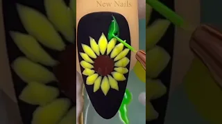 SunFlower Nail Art Step-by-Step For Beginner 💖Vẽ Hoa💅New Nails #short