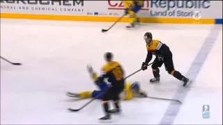 Sweden vs Germany Daschner vs Ekholm hit 2015-05-07 IIHF 2015 WC HIGHLIGHTS Swedish/Svenska