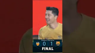 Xavi reaction to Lewandowski last minute winner vs Valencia