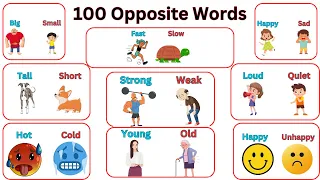 100 Common Opposite words | Antonyms In English |  #kidslearning #kidsvocabulary #classroomlanguage