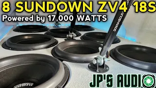 that's a lot of cone Area 8 Sundown audio zv4 18s powered by 17,000 watts