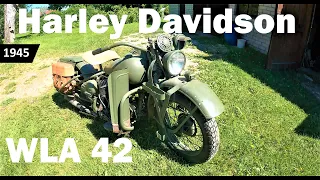 HARLEY-DAVIDSON WLA-42 (1945) FIRST START after being storaged