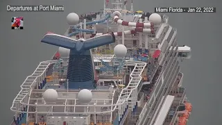 Time-lapse - Port Miami Cruise Ship Departures Jan 22, 2022