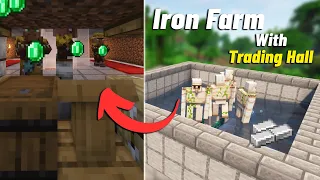 UPDATE Iron Farm With Trading Hall Tutorial in Minecraft 1.19/1.20