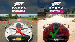 Forza Horizon 4 vs Forza Horizon 5 - Koenigsegg Jesko -  Sound & Speed Comparison
