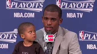 Chris Pauls Baby / Son Disturbs Him During Press Conference