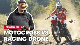 FPV Racing Drone Films A Motocross Racer Shredding A Sand Track | Follow Me