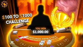 $100 TO $1000 CHALLENGE ON BLACKJACK! (INSANE)