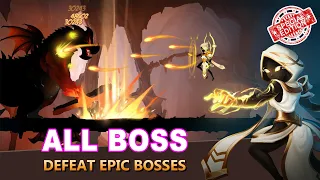 Stickman Legends All Bosses (Death Cavalry, Giant Worm, Ice Phoenix, Hydra, Balrog, Arachne) Android